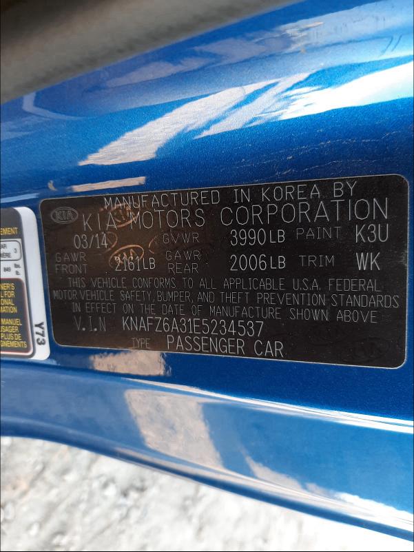 2014 KIA FORTE SX KNAFZ6A31E5234537