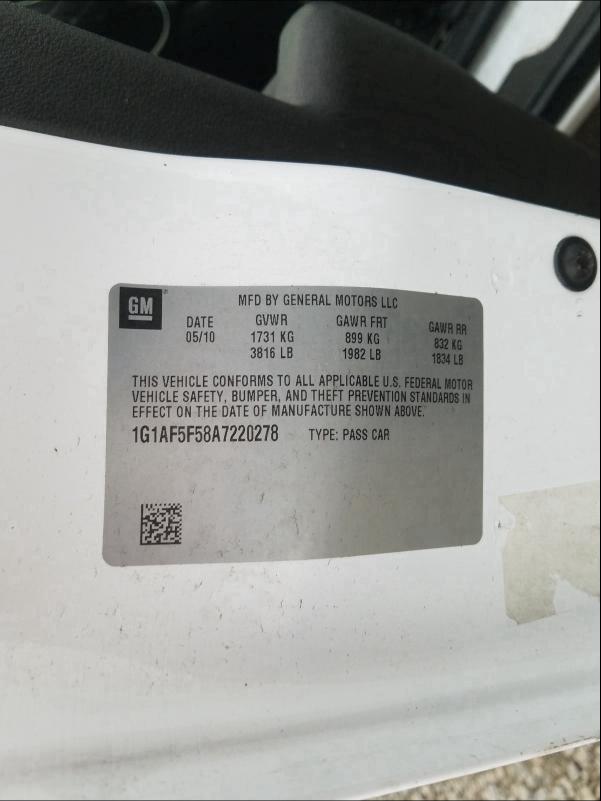 2010 CHEVROLET COBALT 2LT - 1G1AF5F58A7220278