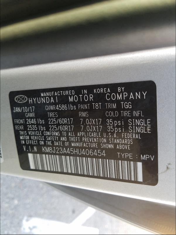 2017 HYUNDAI TUCSON SE KM8J23A45HU406454