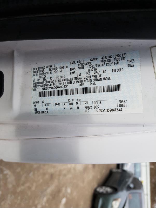 2013 FORD E250 1FTNE2EW8DDA90531