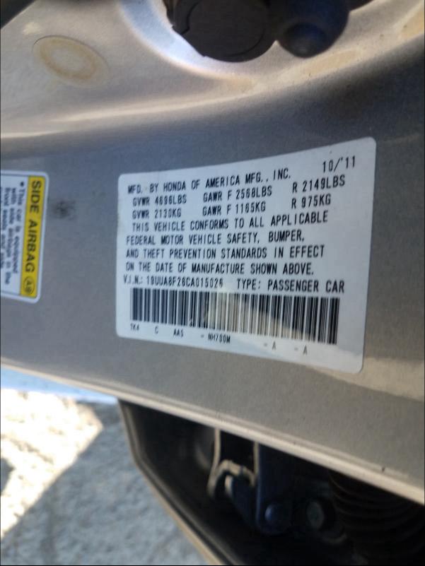 2012 ACURA TL 19UUA8F26CA015026