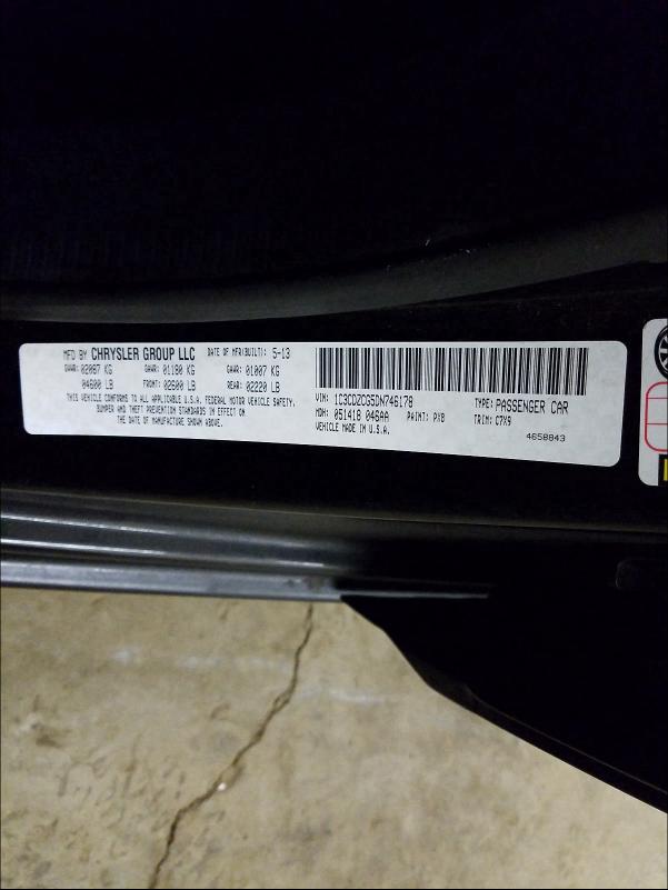 2013 DODGE AVENGER SX 1C3CDZCG5DN746178