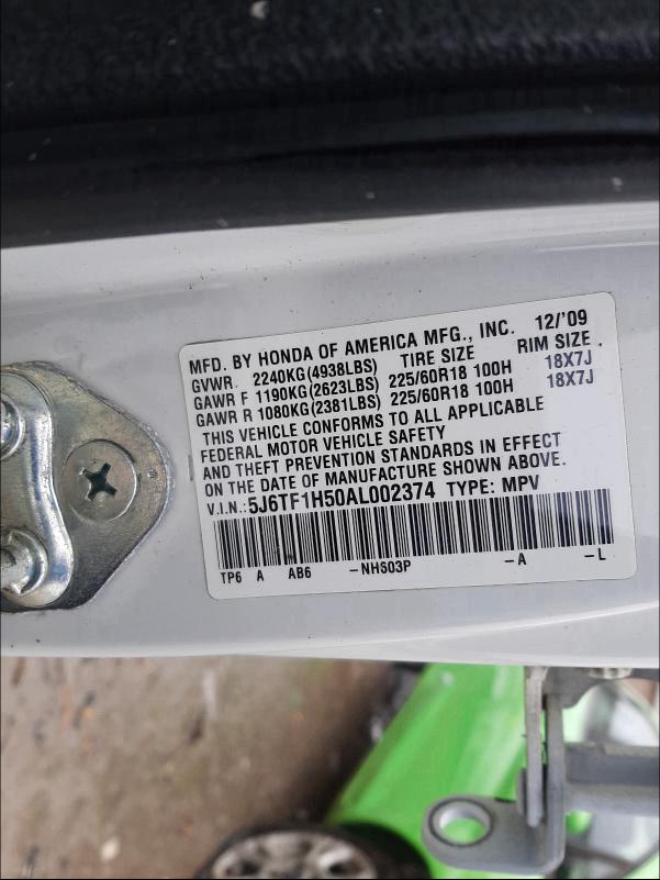 2010 HONDA ACCORD CRO 5J6TF1H50AL002374