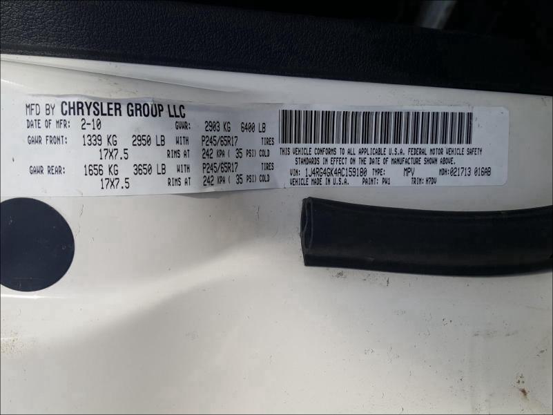 2010 JEEP COMMANDER 1J4RG4GK4AC159180