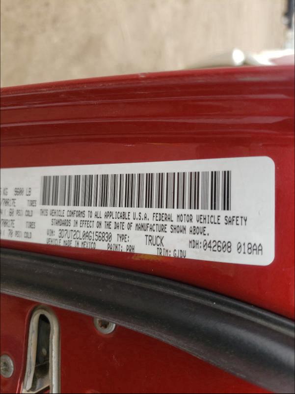 2010 DODGE RAM 2500 3D7UT2CL0AG156830