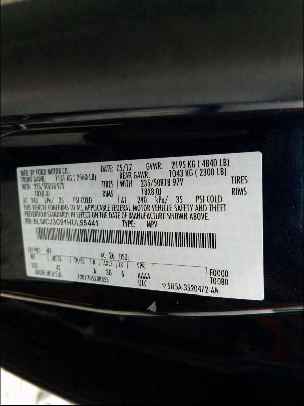 2017 LINCOLN MKC RESERV 5LMCJ3C91HUL55441