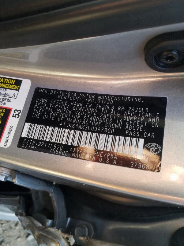 2020 TOYOTA CAMRY XSE - 4T1K61AK3LU347800