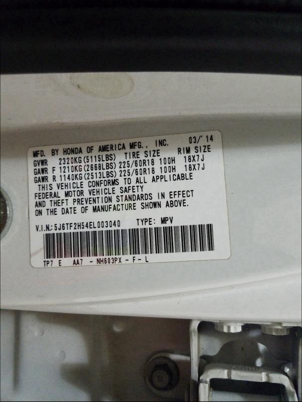 2014 HONDA CROSSTOUR 5J6TF2H54EL003040