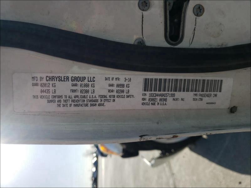 2010 DODGE CALIBER SX 1B3CB4HA8AD571999