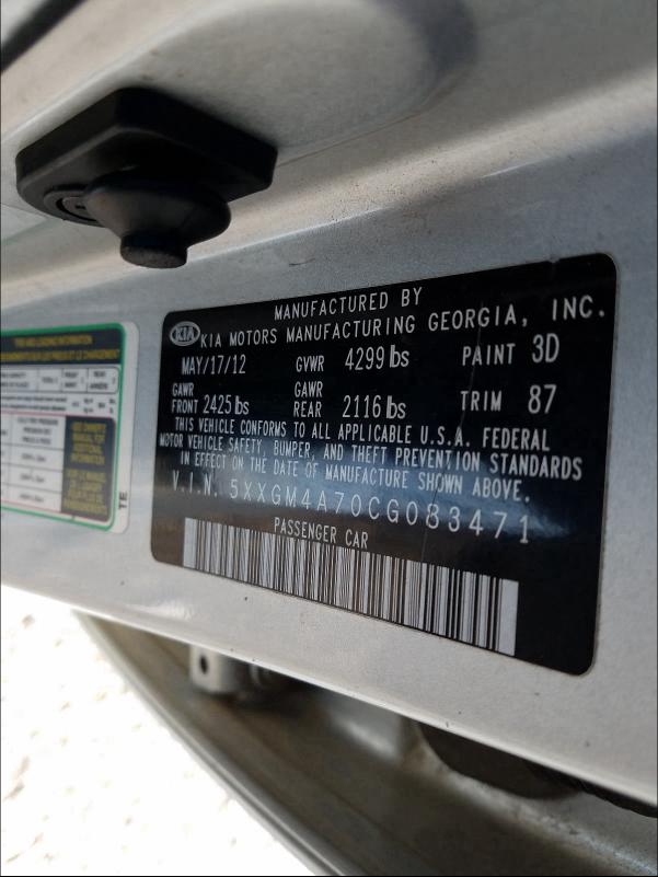 2012 KIA OPTIMA 5XXGM4A70CG083471