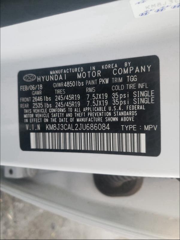 2018 HYUNDAI TUCSON SPO KM8J3CAL2JU686084