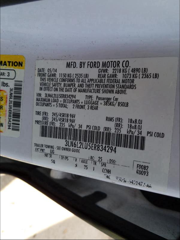 2014 LINCOLN MKZ HYBRID 3LN6L2LU5ER834294