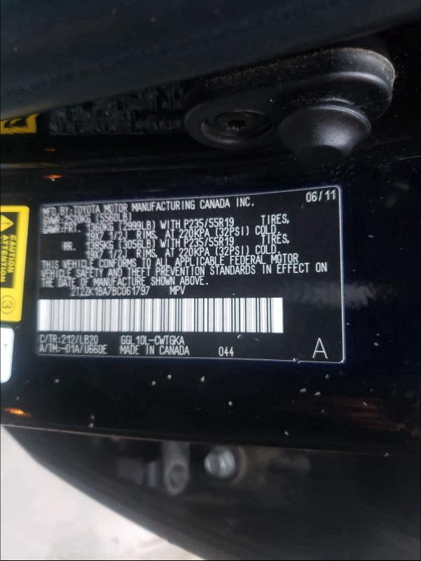 2011 LEXUS RX 350 2T2ZK1BA7BC061797