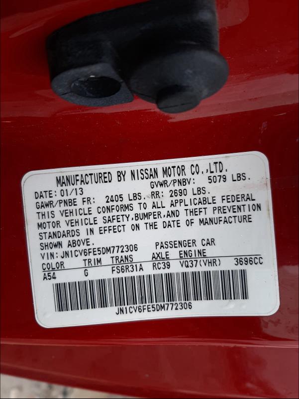 2013 INFINITI G37 SPORT JN1CV6FE5DM772306