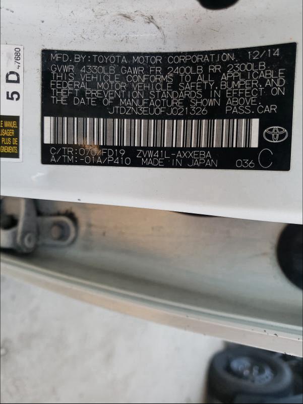 2015 TOYOTA PRIUS V JTDZN3EU0FJ021326