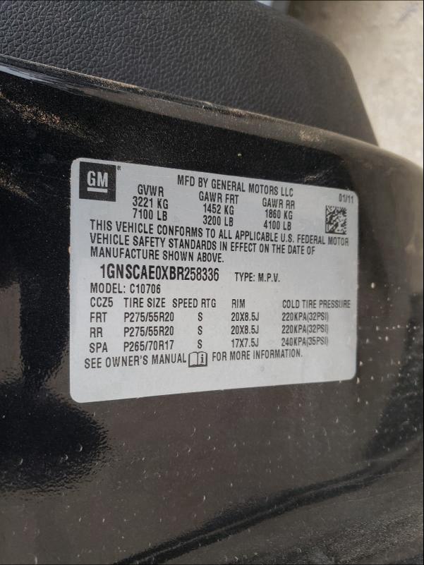 2011 CHEVROLET TAHOE C150 1GNSCAE0XBR258336