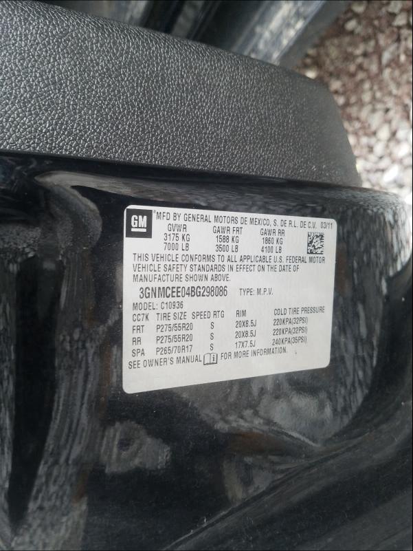 2011 CHEVROLET AVALANCHE 3GNMCEE04BG298086