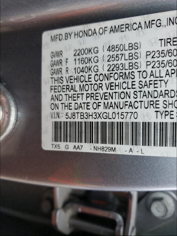 2016 ACURA RDX 5J8TB3H3XGL015770