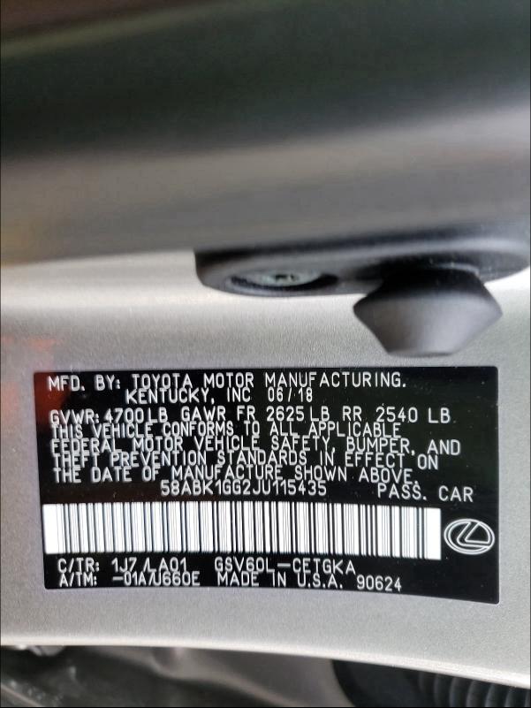 2018 LEXUS ES 350 58ABK1GG2JU115435