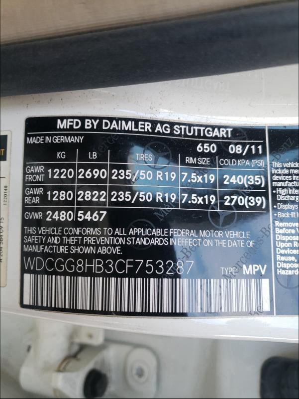 2012 MERCEDES-BENZ GLK 350 4M WDCGG8HB3CF753287