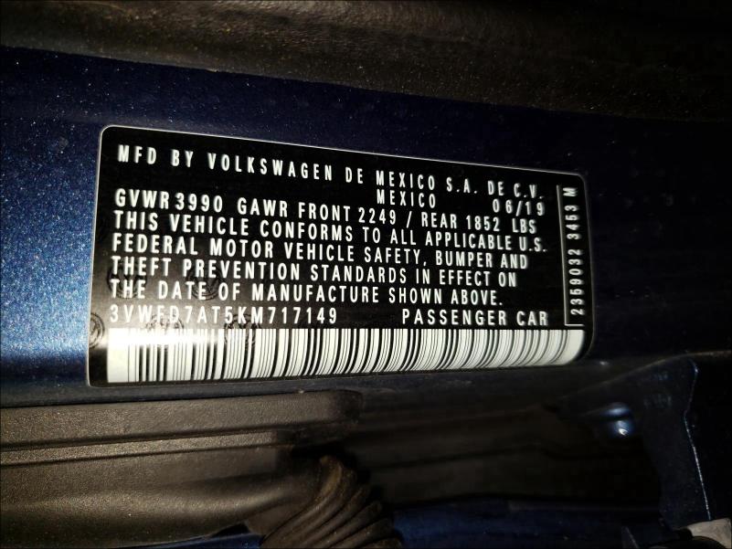 2019 VOLKSWAGEN BEETLE S 3VWFD7AT5KM717149