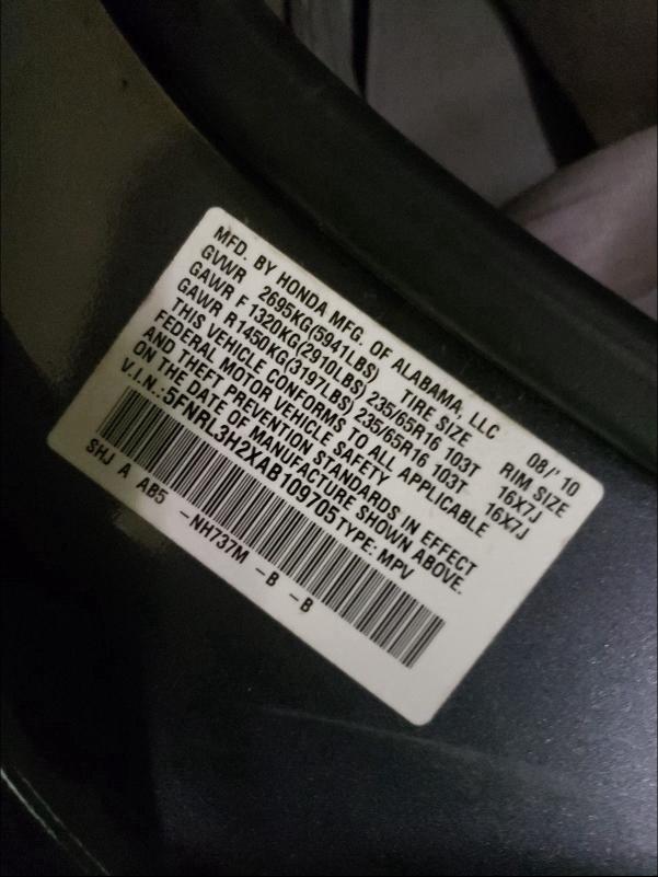 2010 HONDA ODYSSEY LX 5FNRL3H2XAB109705