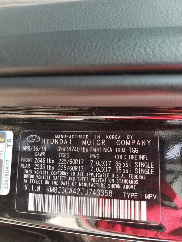 2018 HYUNDAI TUCSON SEL KM8J3CA42JU743358