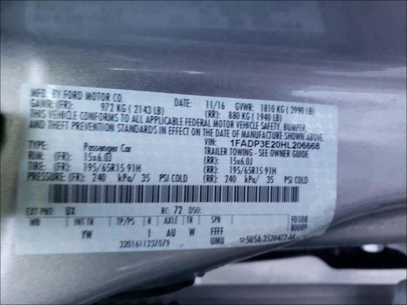 2017 FORD FOCUS S - 1FADP3E20HL206668