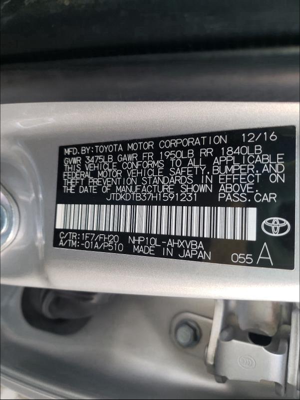 2017 TOYOTA PRIUS C - JTDKDTB37H1591231
