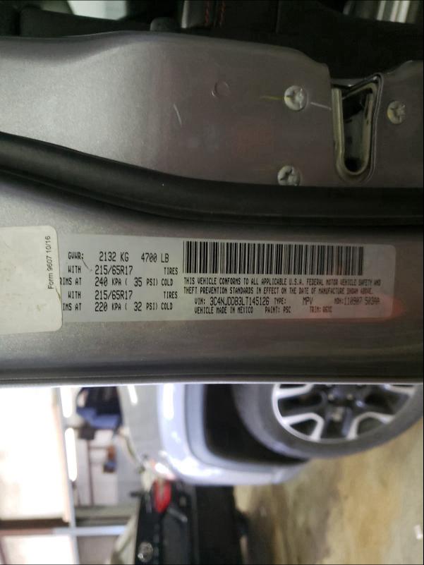 3C4NJDDB3LT145126 2020 Jeep Compass Tr 2.4L