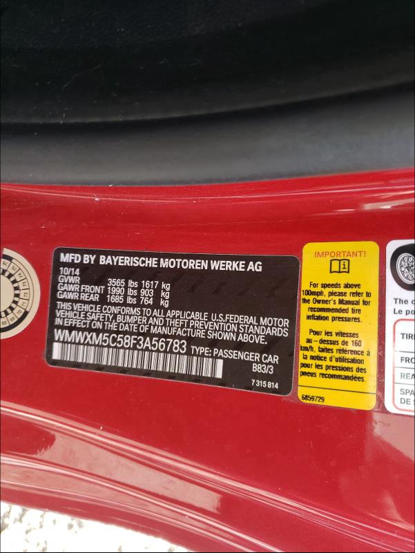 2015 MINI COOPER WMWXM5C58F3A56783