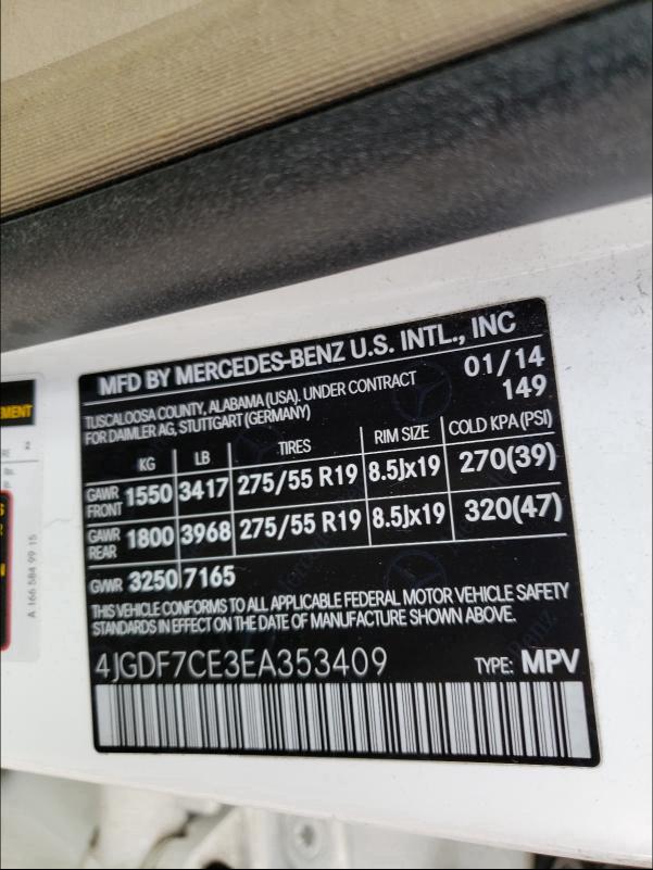 2014 MERCEDES-BENZ GL 450 4MA 4JGDF7CE3EA353409