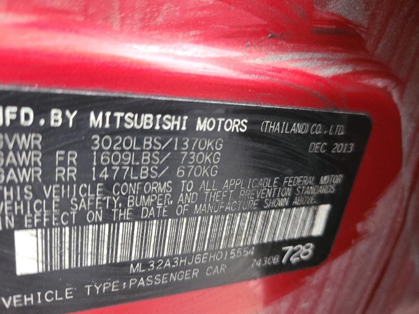 2014 MITSUBISHI MIRAGE DE ML32A3HJ6EH015554