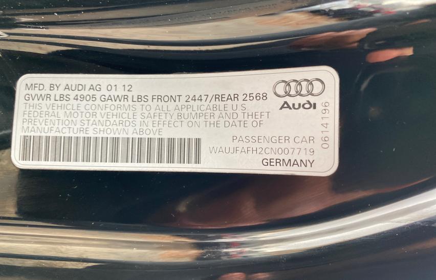 2012 AUDI A5 PREMIUM WAUJFAFH2CN007719