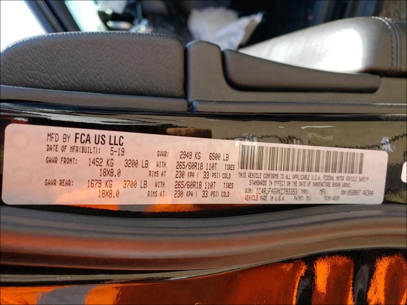 2019 JEEP GRAND CHER 1C4RJFAG0KC793353