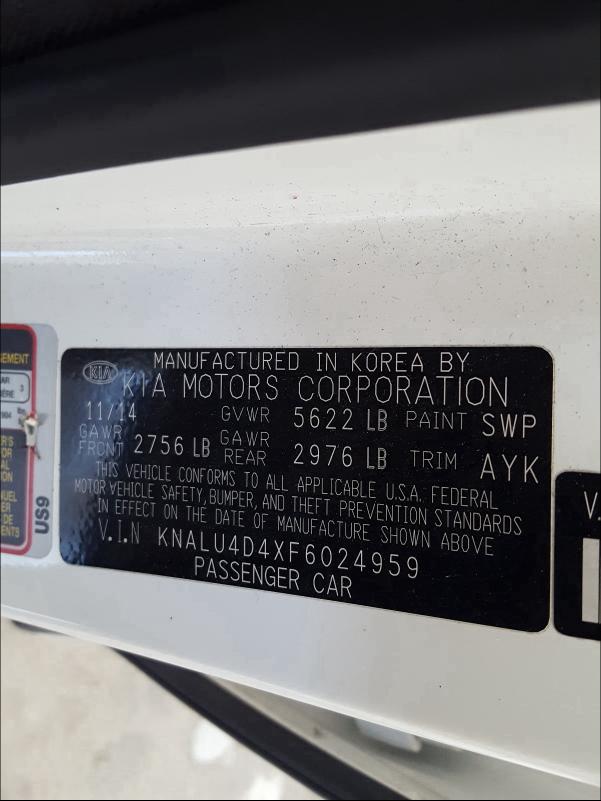 2015 KIA K900 KNALU4D4XF6024959