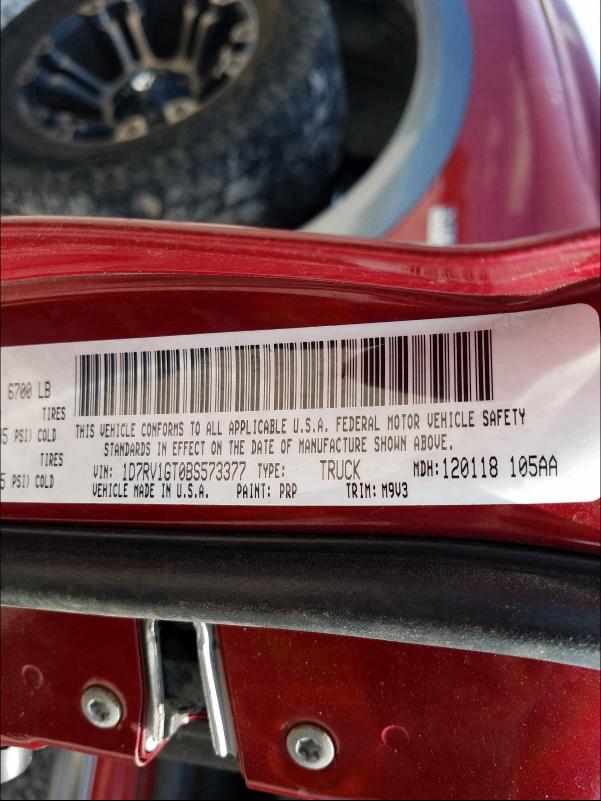 2011 DODGE RAM 1500 1D7RV1GT0BS573377