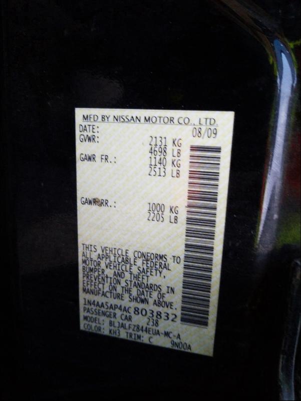 2010 NISSAN MAXIMA 1N4AA5AP4AC803832