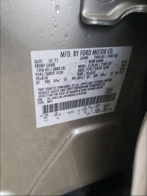 2011 LINCOLN MKX 2LMDJ6JK9BBJ15568
