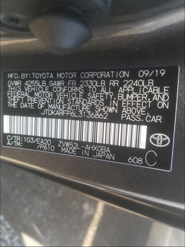2020 TOYOTA PRIUS PRIM - JTDKARFP6L3136862