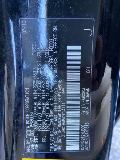2010 LEXUS RX 450 JTJBC1BA8A2024111