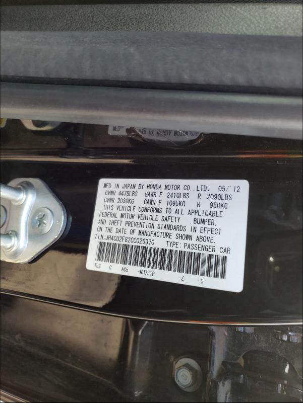 2012 ACURA TSX SE JH4CU2F82CC026370