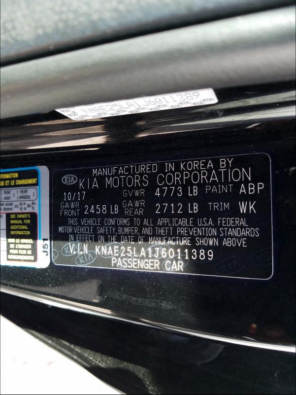 2018 KIA STINGER PR KNAE25LA1J6011389