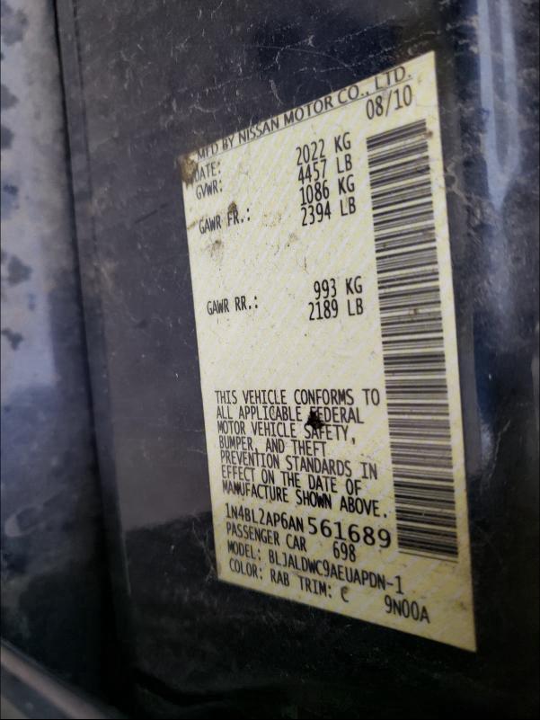 2010 NISSAN ALTIMA SR 1N4BL2AP6AN561689