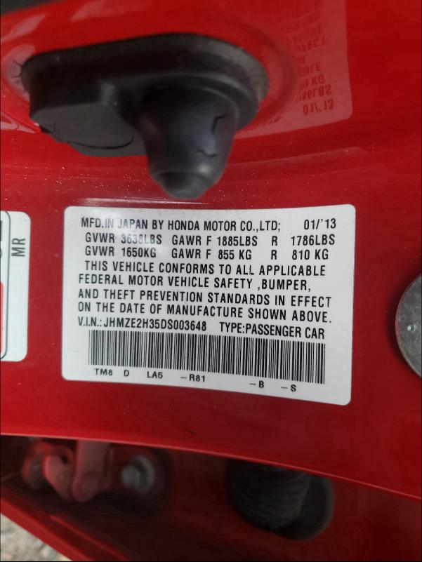 2013 HONDA INSIGHT - JHMZE2H35DS003648