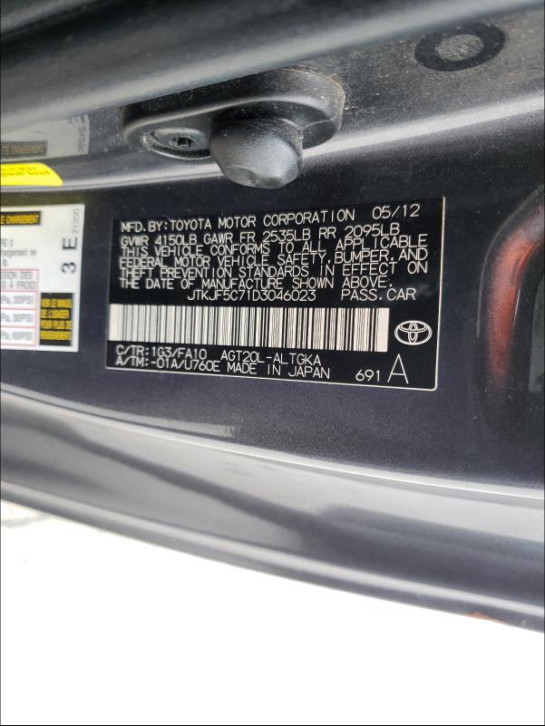 2013 TOYOTA SCION TC JTKJF5C71D3046023