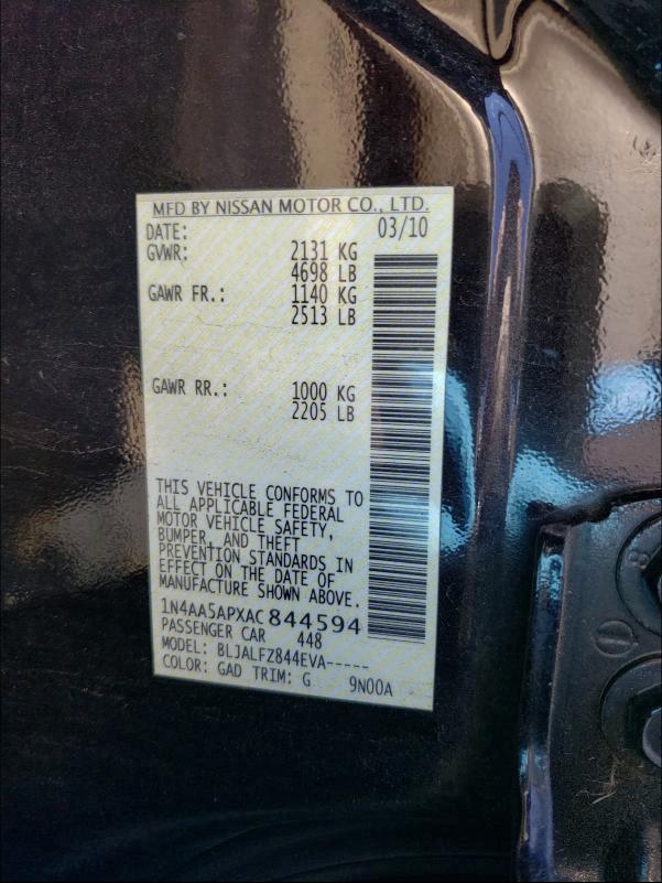 2010 NISSAN MAXIMA S - 1N4AA5APXAC844594