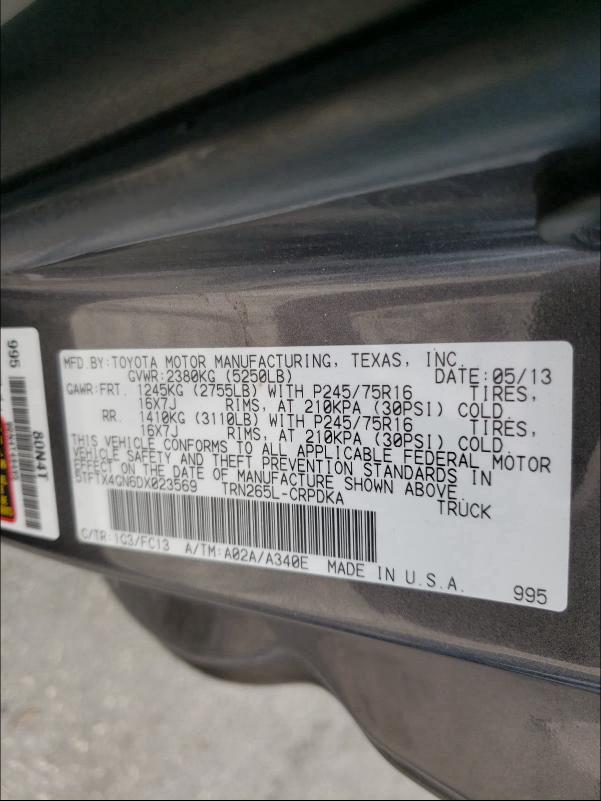 2013 TOYOTA TACOMA PRE 5TFTX4GN6DX023569