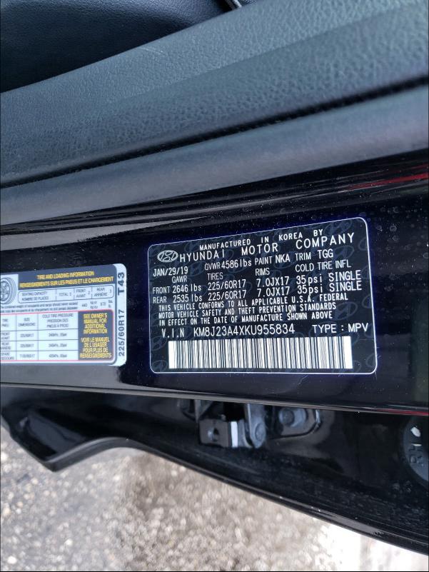 2019 HYUNDAI TUCSON SE KM8J23A4XKU955834