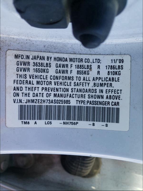 2010 HONDA INSIGHT EX JHMZE2H73AS025985